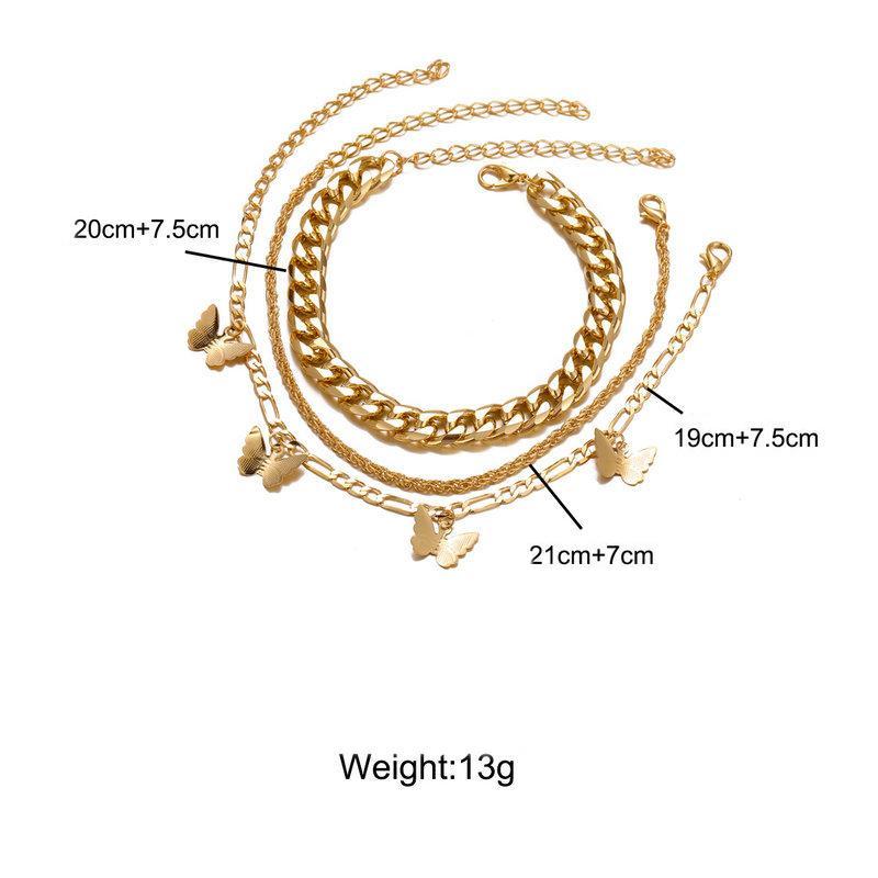 3 Piece Chain and Butterfly Bracelet Set Goldtone Bracelet ITALY Design