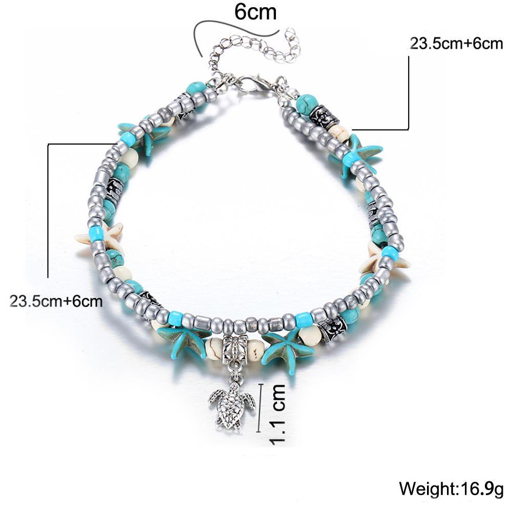 Tuquoise Turtle Bohemian Silvertone Ankle ITALY Design