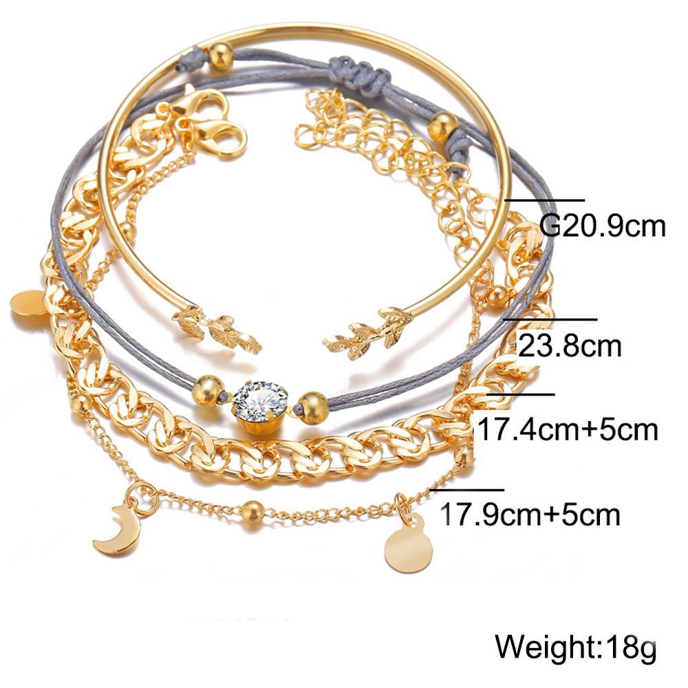 4 Piece Roman Bracelet Set With Crystals Goldtone Bracelet ITALY Design