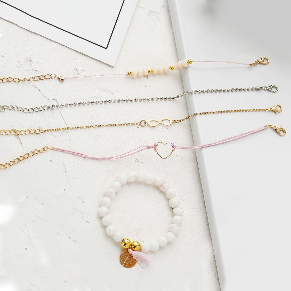 5 Piece Infinity Bracelet Set Goldtone Bracelet ITALY Design