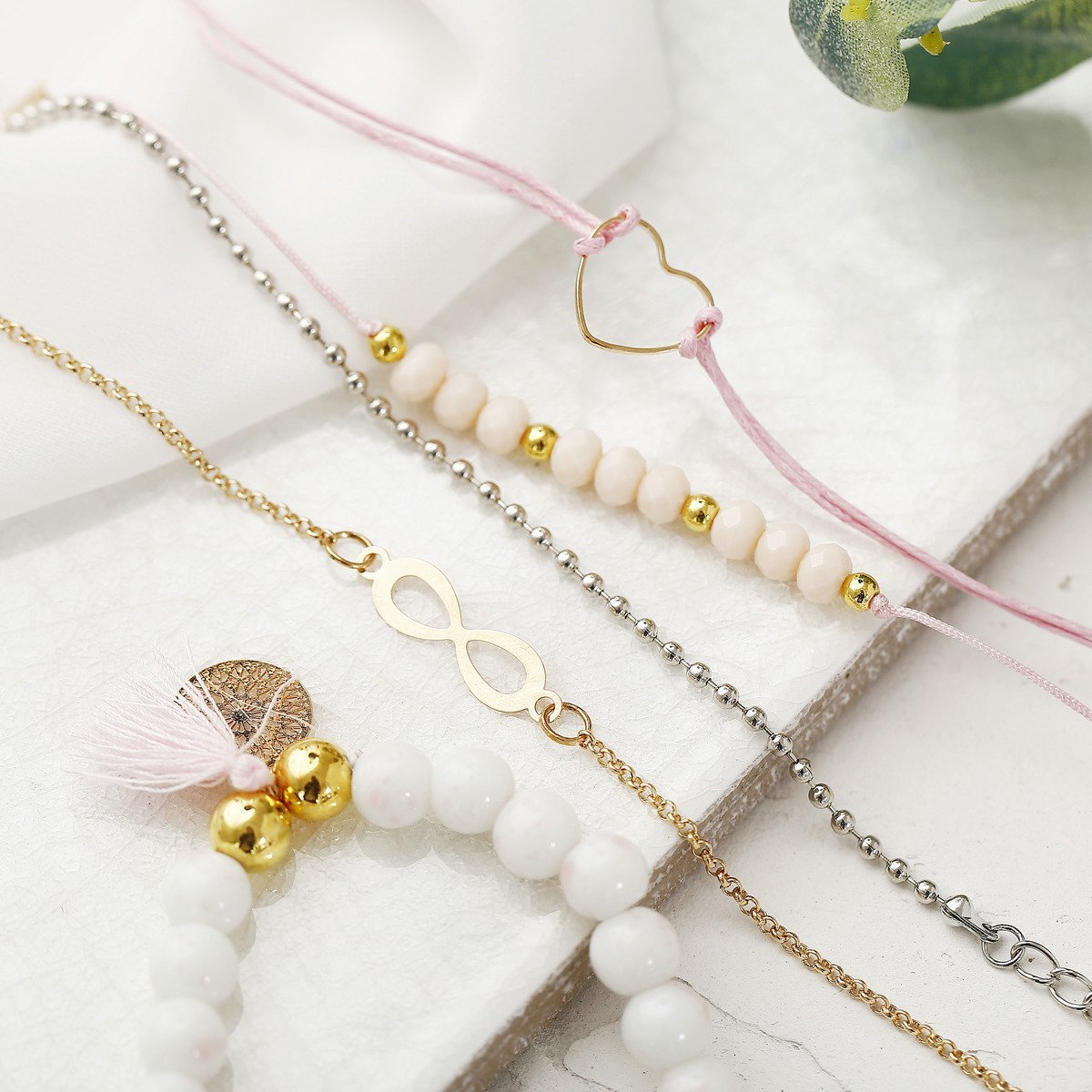 5 Piece Infinity Bracelet Set Goldtone Bracelet ITALY Design