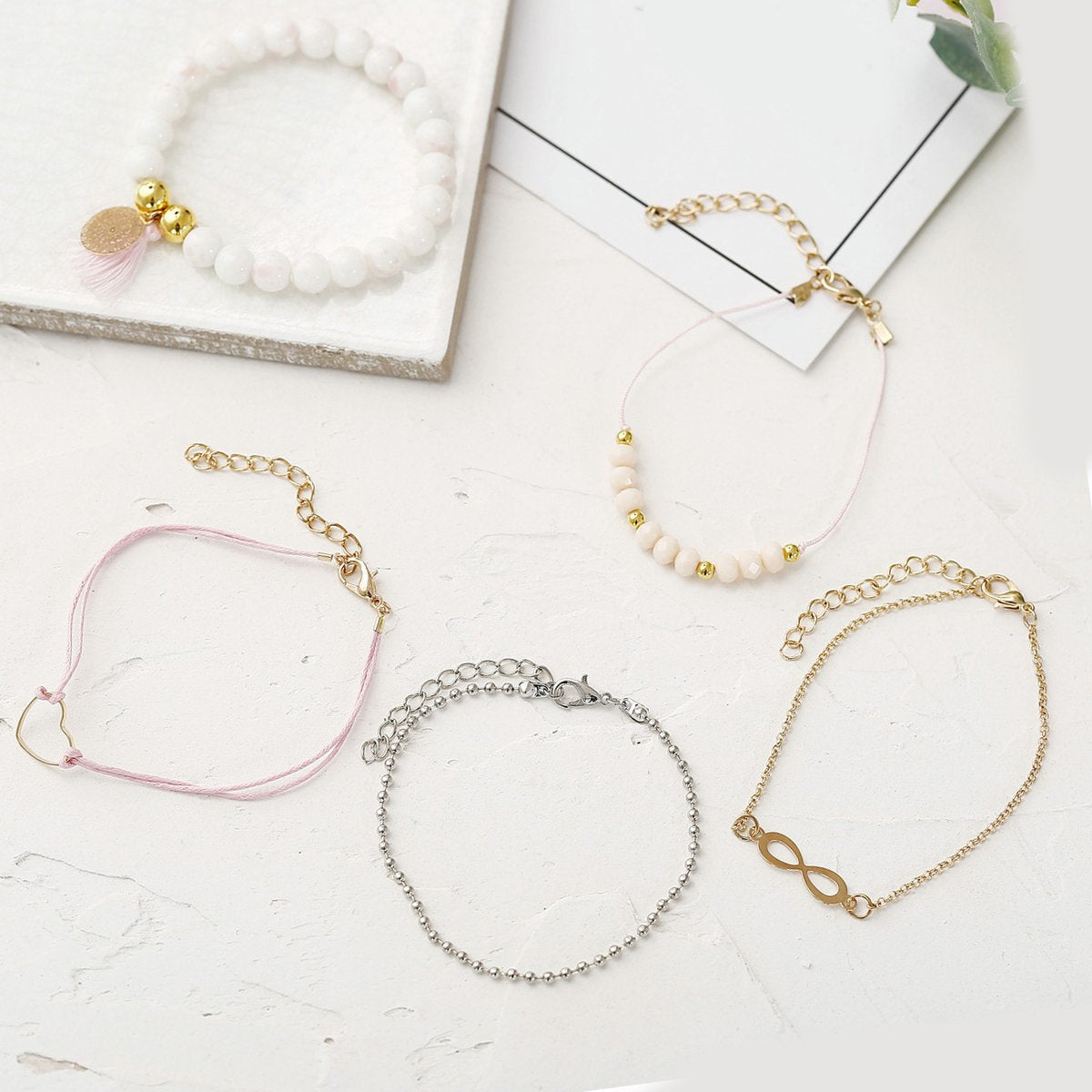 5 Piece Infinity Bracelet Set Goldtone Bracelet ITALY Design