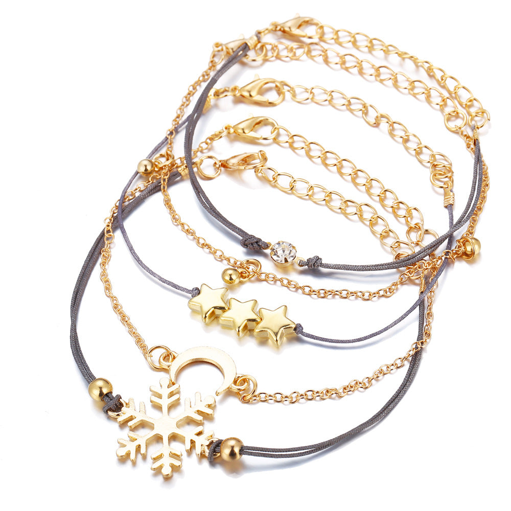 5 Piece Blue Winter Bracelet Set With Crystals Silvertone Bracelet in Silvertone