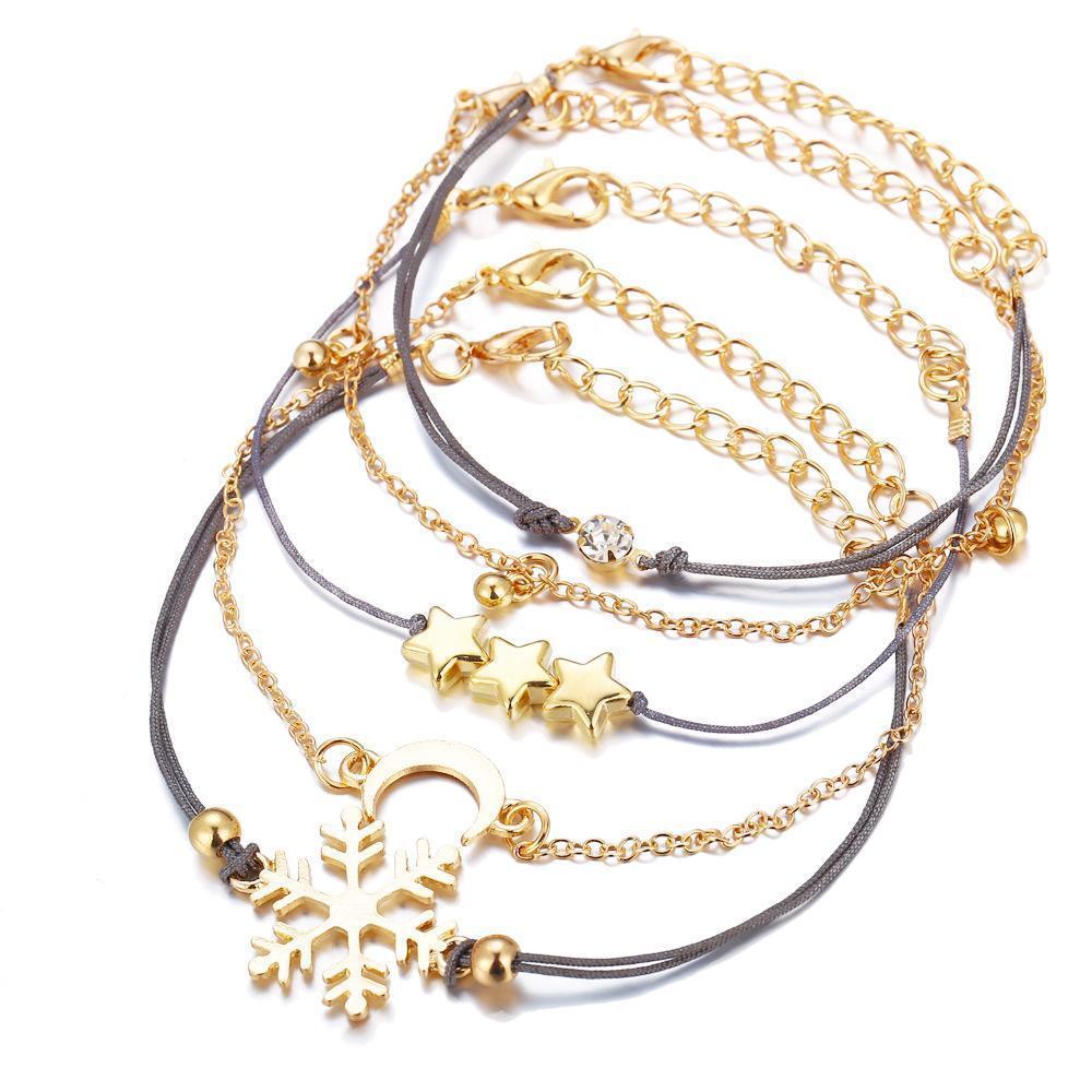 5 Piece Blue Winter Bracelet Set With Luxe Crystals Silvertone Bracelet ITALY Design