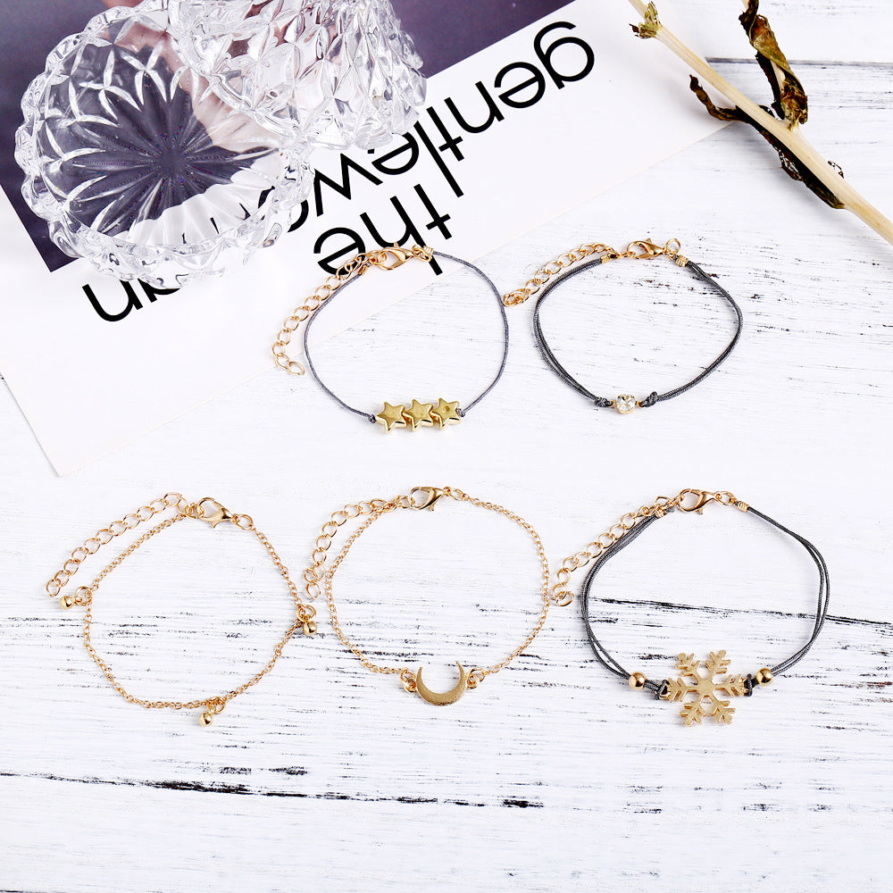 5 Piece Blue Winter Bracelet Set With Crystals Silvertone Bracelet in Silvertone