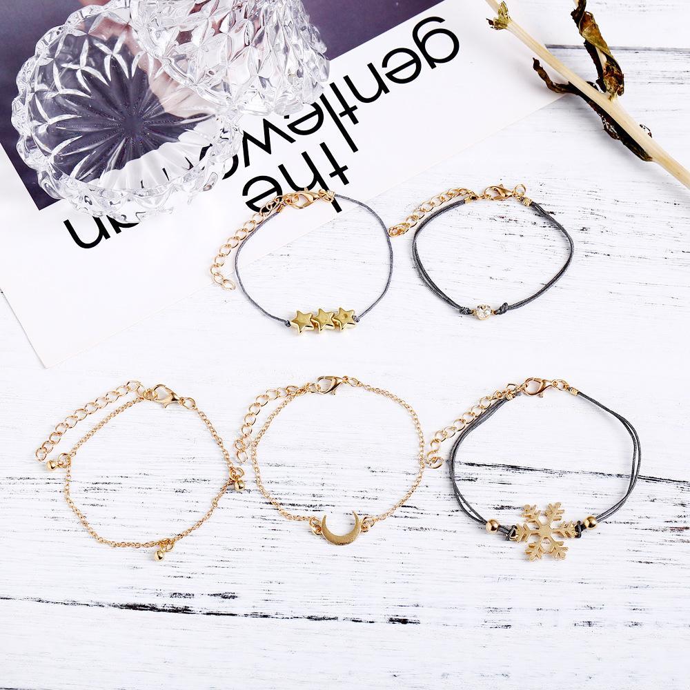 5 Piece Blue Winter Bracelet Set With Crystals Silvertone Bracelet ITALY Design