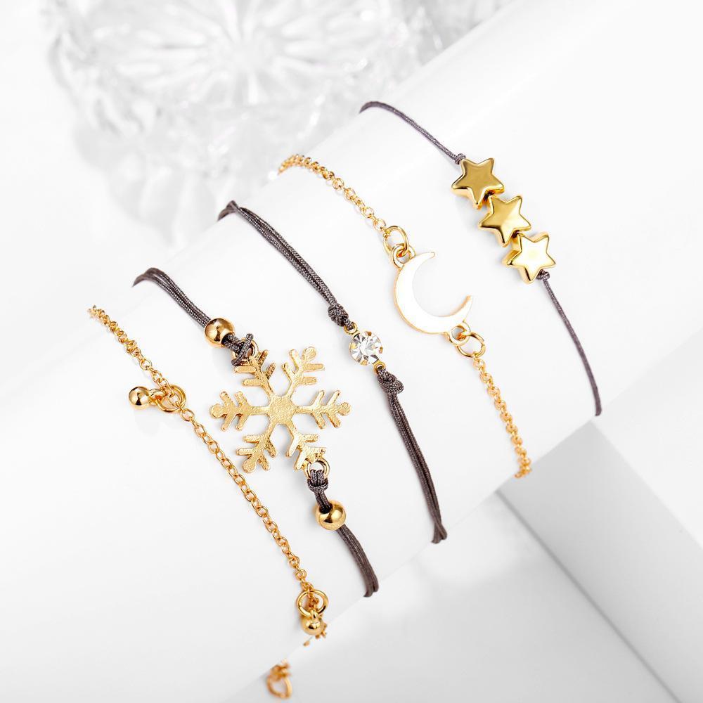 5 Piece Blue Winter Bracelet Set With Luxe Crystals Silvertone Bracelet ITALY Design