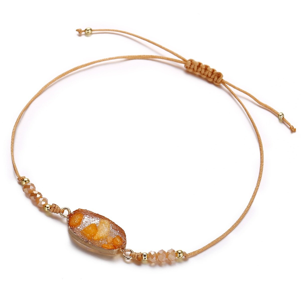 Natural Stone Orange Goldtone Bracelet in Goldtone ITALY Design