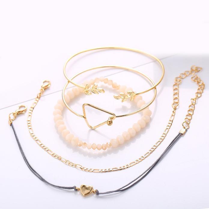 5 Piece Geo Set Goldtone Bracelet in Goldtone ITALY Design