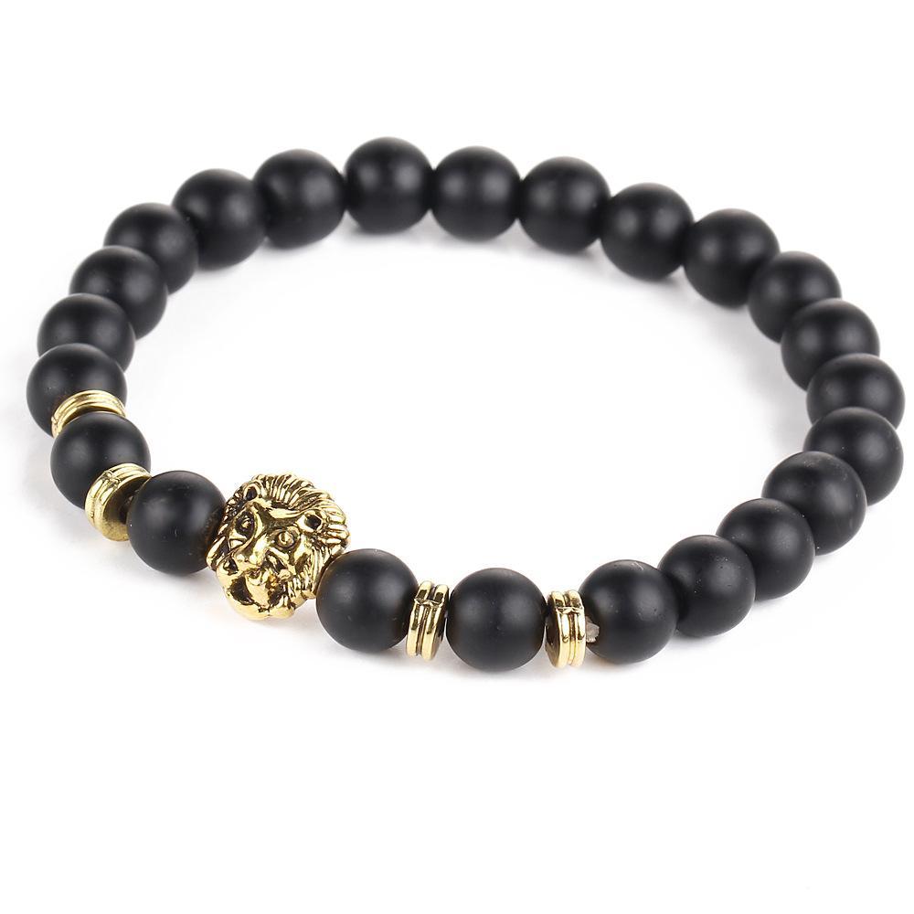 Black Lion Head Goldtone Bracelet in Goldtone ITALY Design