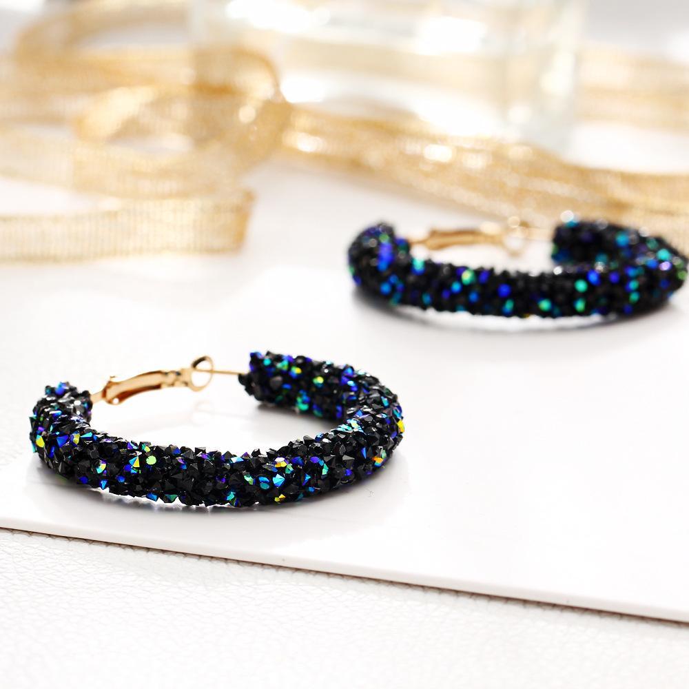 Crystaldust Hoop Earring With Luxe Crystals - Blue Goldtone Earring in Goldtone ITALY Design