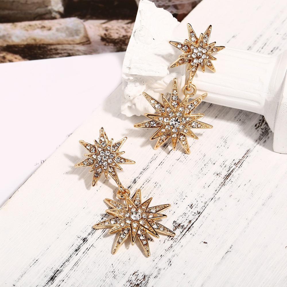 Celestial Star Drop Earring With Luxe Crystals Goldtone Earring in Goldtone ITALY Design