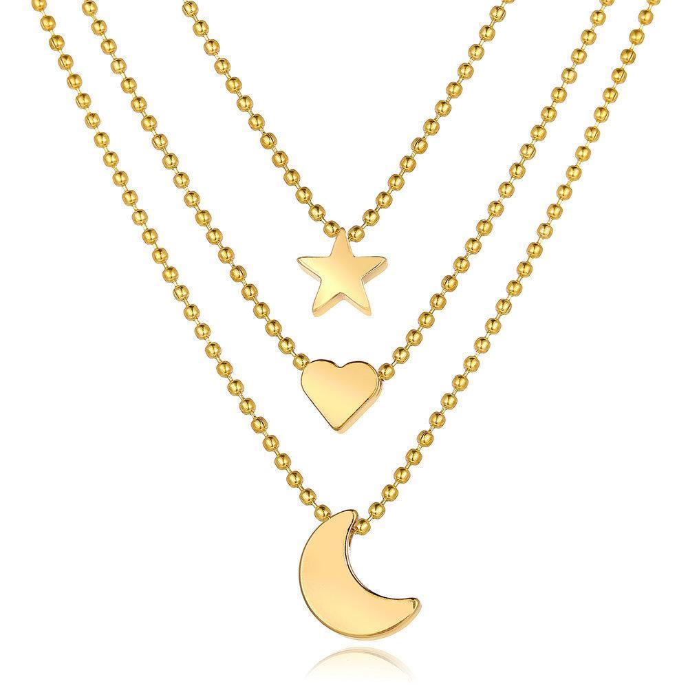 3 Piece Celestial Drop Necklace Goldtone Necklace in Goldtone ITALY Design