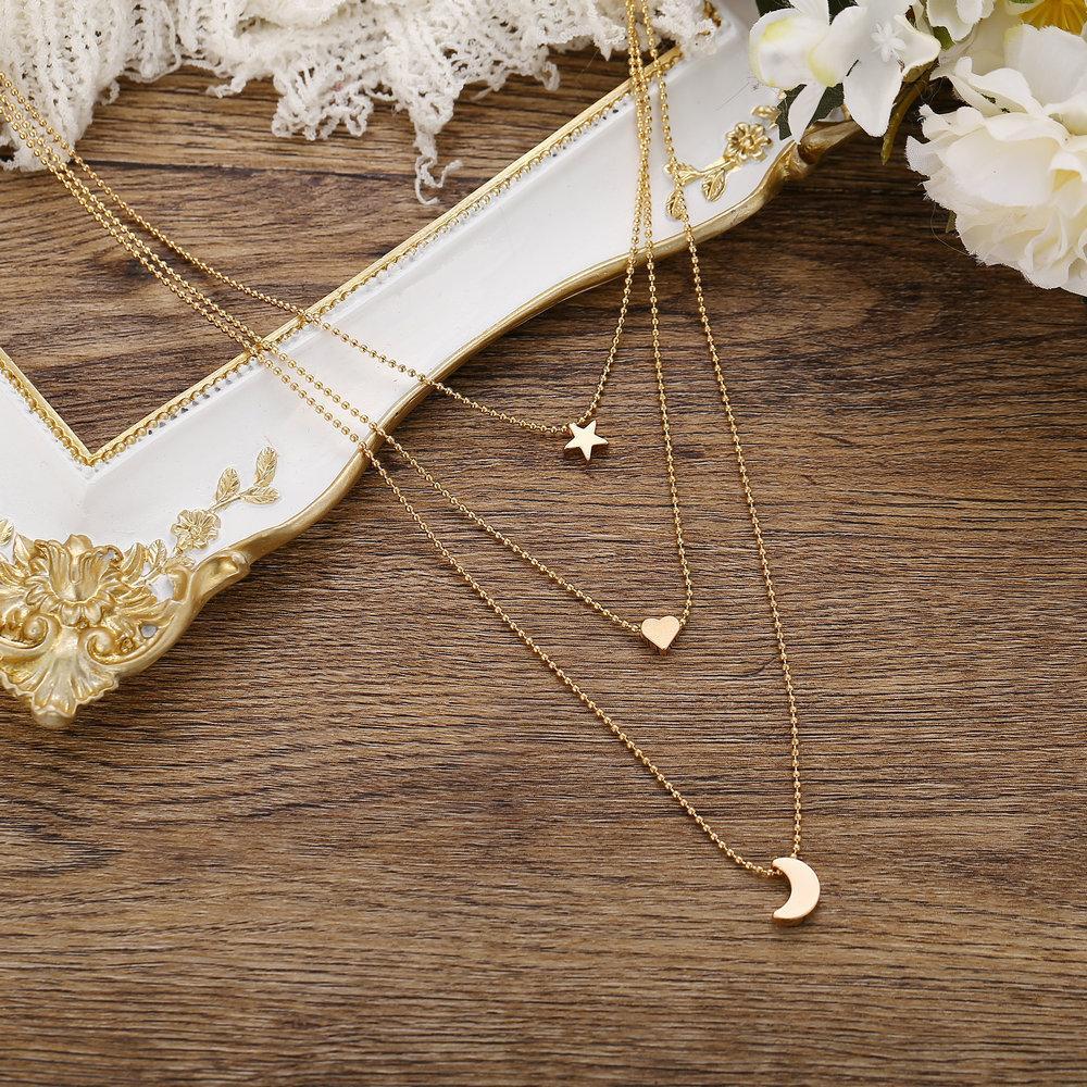 3 Piece Celestial Drop Necklace Goldtone Necklace in Goldtone ITALY Design