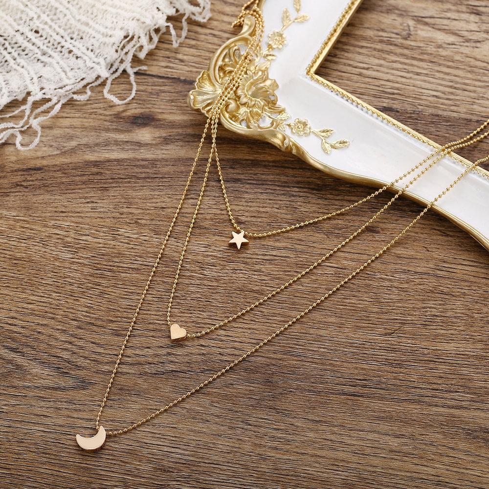3 Piece Celestial Drop Necklace Goldtone Necklace in Goldtone ITALY Design