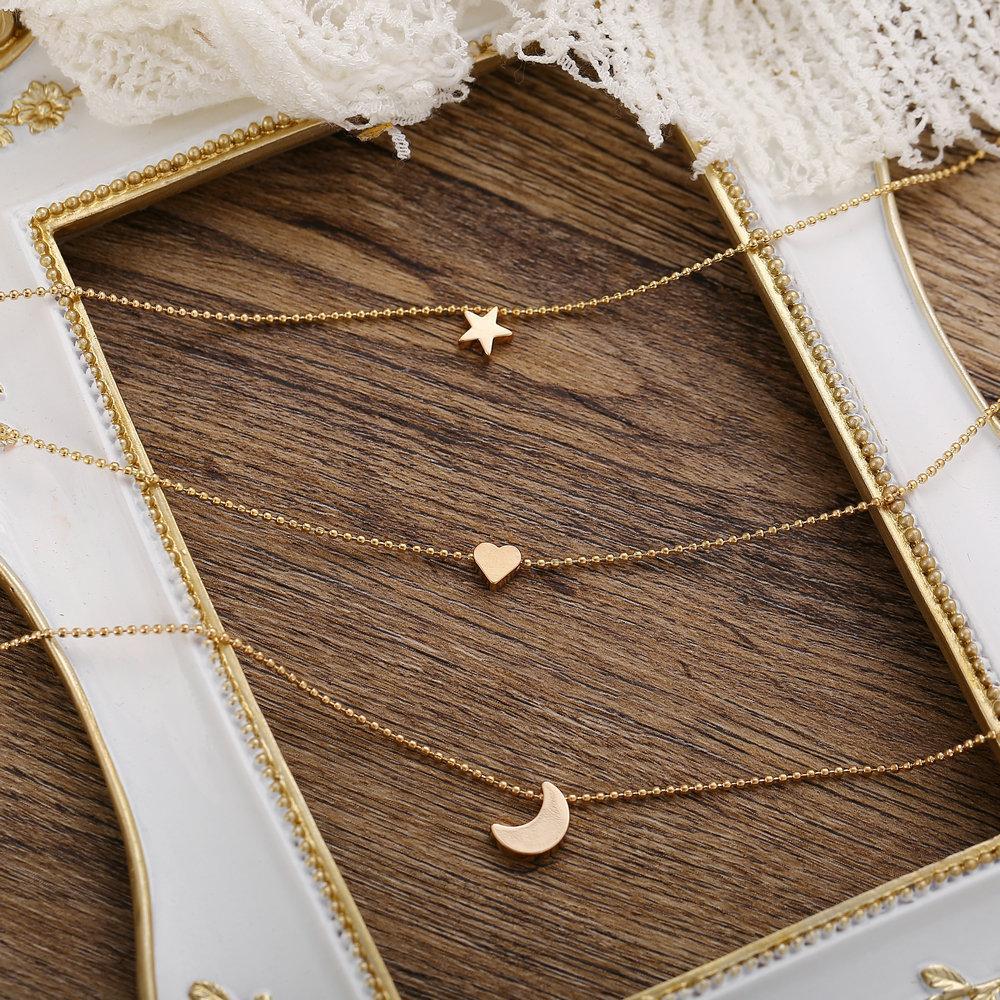 3 Piece Celestial Drop Necklace Goldtone Necklace in Goldtone ITALY Design
