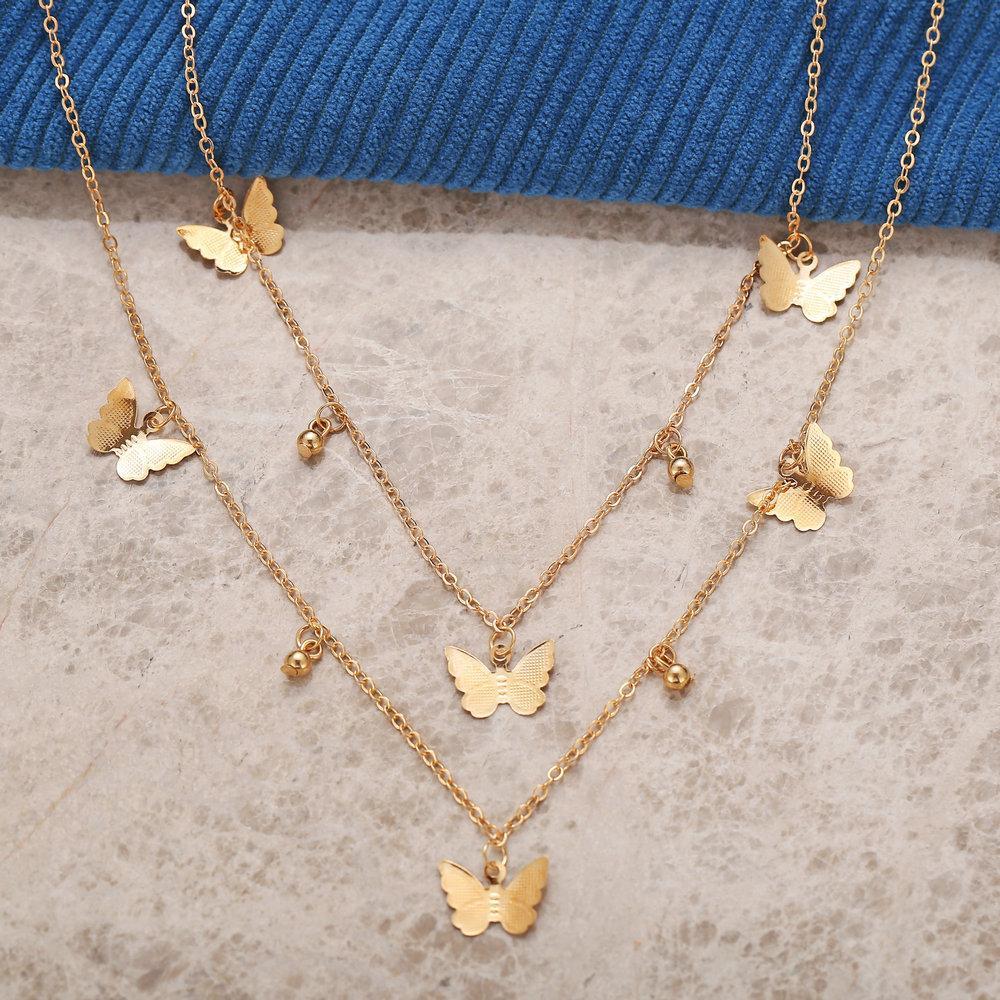2 Piece Butterfly Drop Necklace Goldtone Necklace in Goldtone ITALY Design