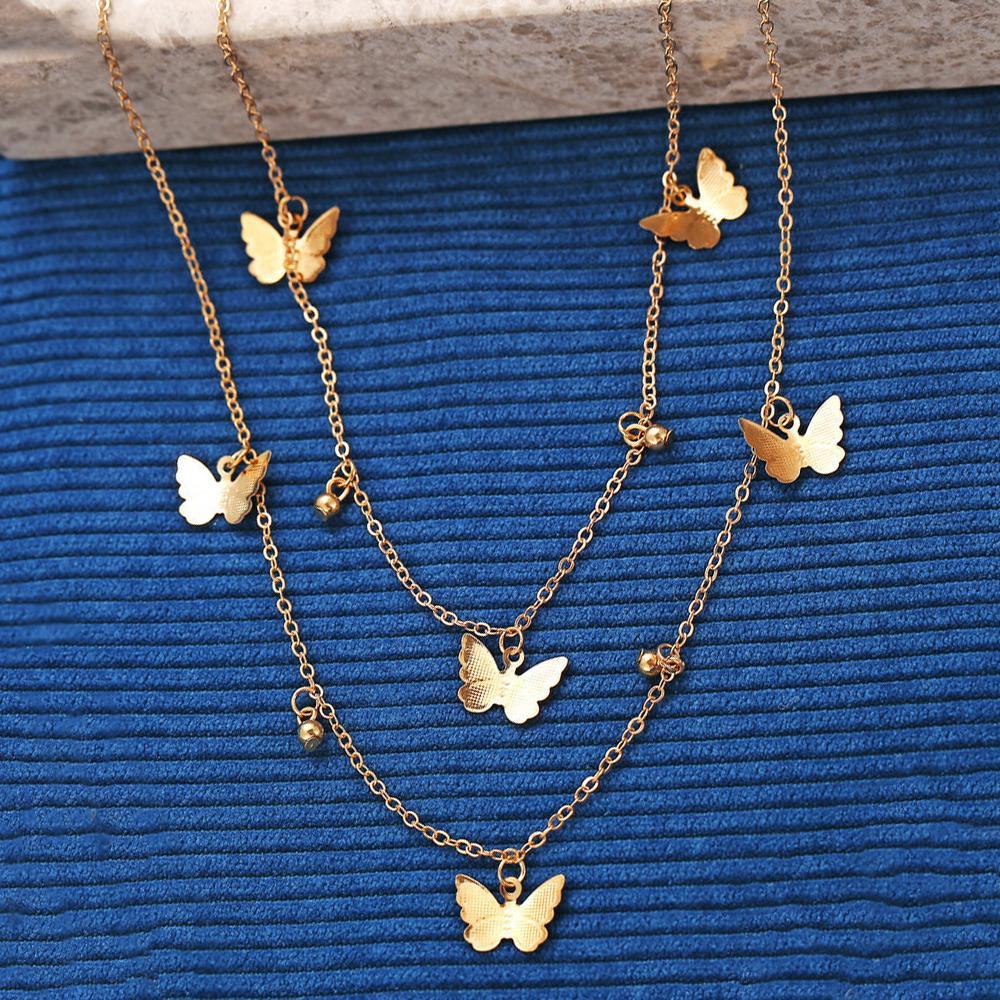 2 Piece Butterfly Drop Necklace Goldtone Necklace in Goldtone ITALY Design