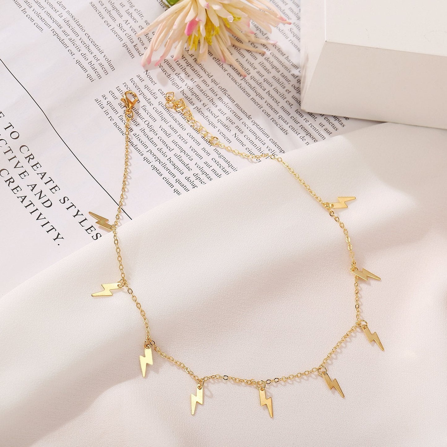 Lighting Bolt Necklace Goldtone Necklace in Goldtone ITALY Design