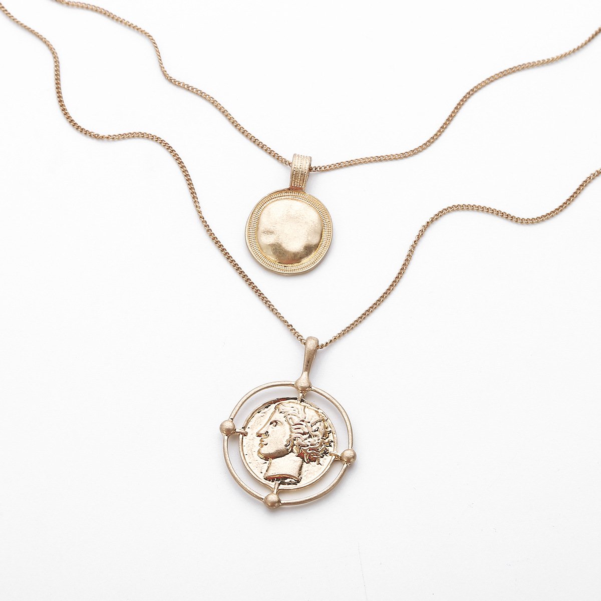 2 Piece Coin Head Necklace Goldtone Necklace in Goldtone ITALY Design