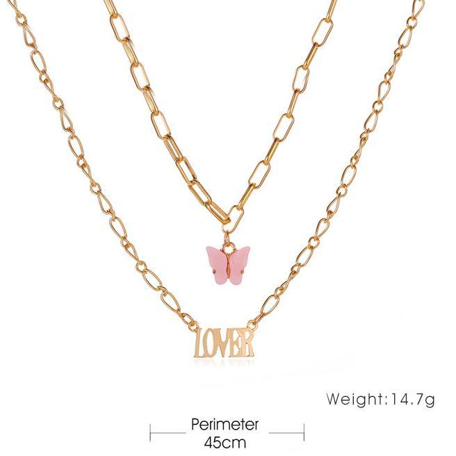 2 Piece Butterfly Lover Necklace Goldtone Necklace ITALY Design