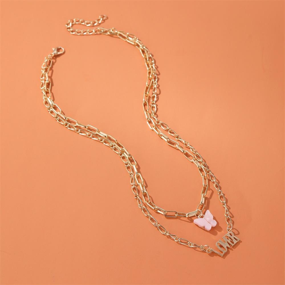 2 Piece Butterfly Lover Necklace Goldtone Necklace ITALY Design
