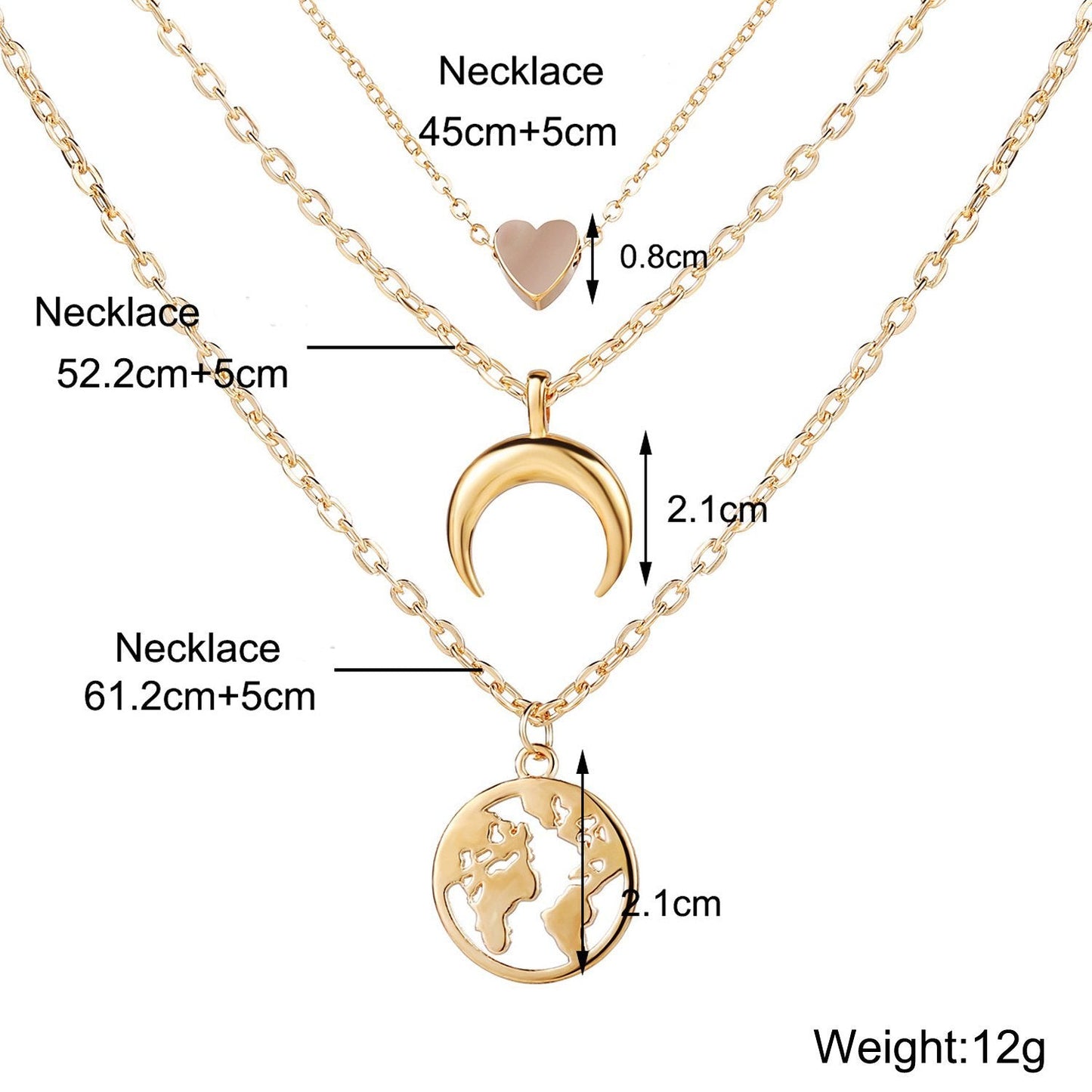 3 Piece Necklace Goldtone Necklace ITALY Design