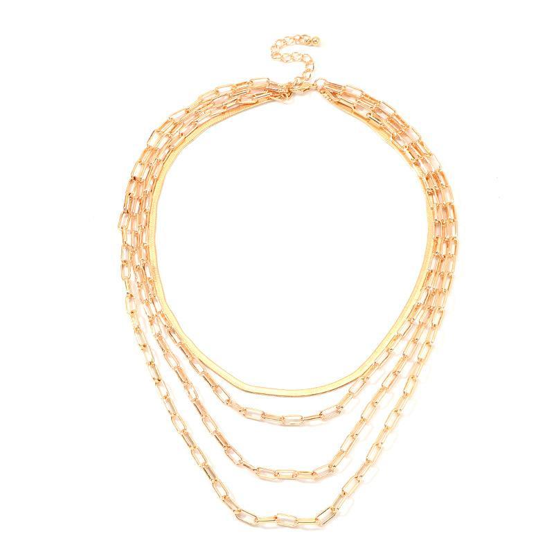 4 Piece Chain Link Set Necklace Goldtone Necklace ITALY Design