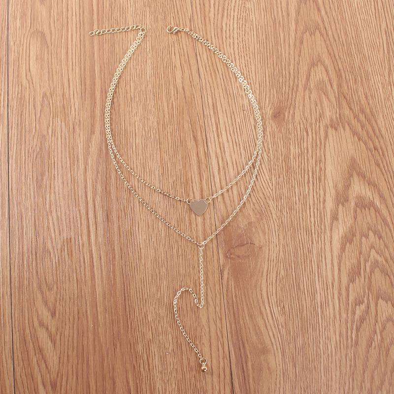 2 Piece Heart Necklace Goldtone Necklace ITALY Design