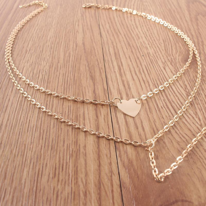 2 Piece Heart Necklace Goldtone Necklace ITALY Design