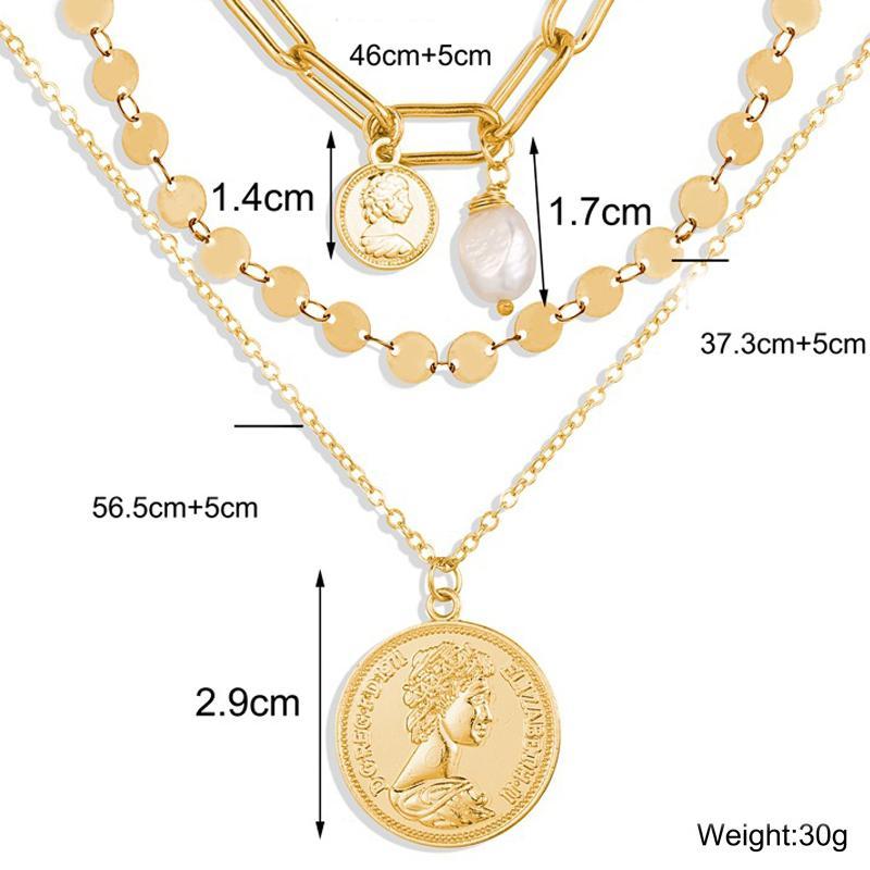 3 Piece Coin Pearl Necklace Goldtone Necklace in Goldtone ITALY Design