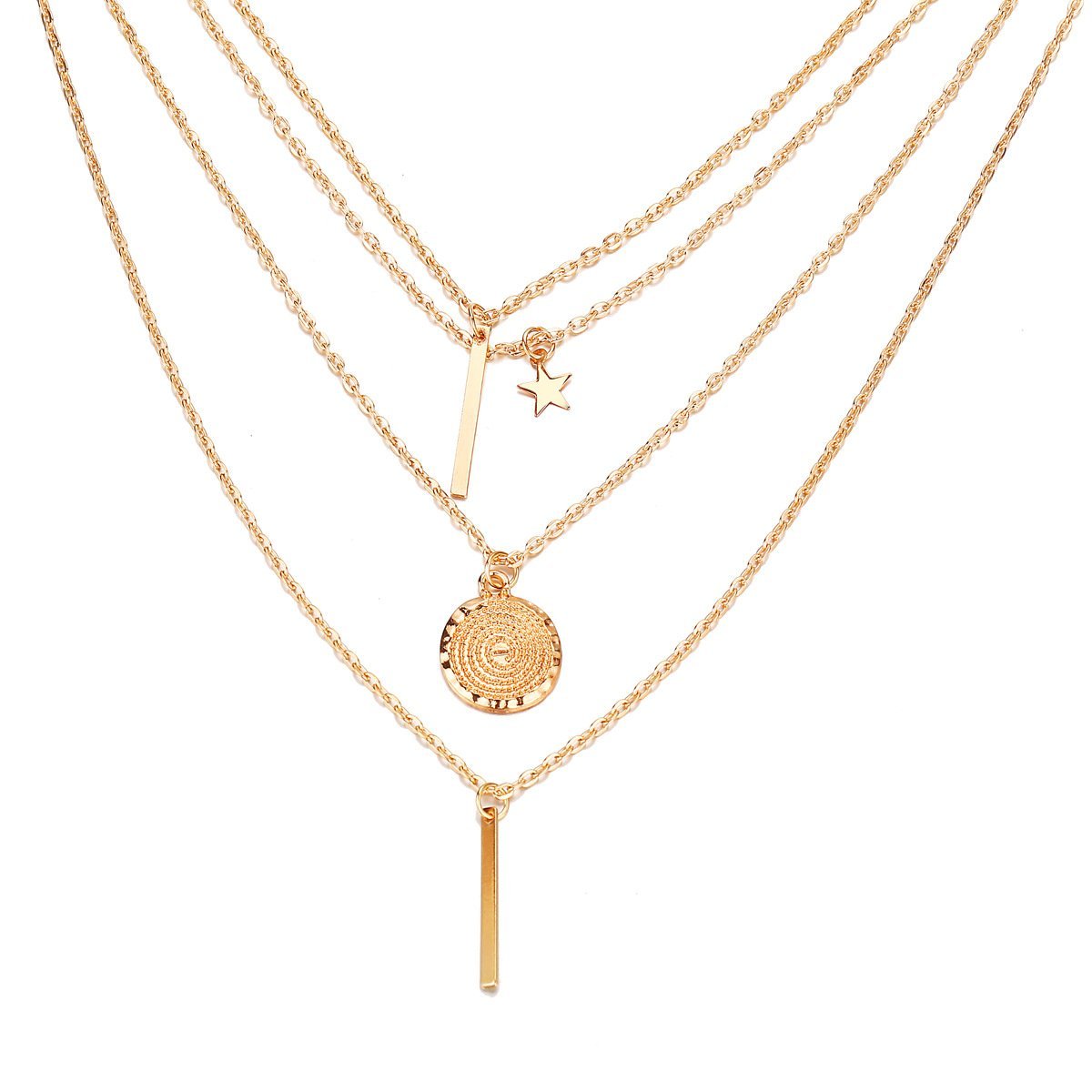 3 Piece Rectangle Drop Goldtone Necklace in Goldtone ITALY Design