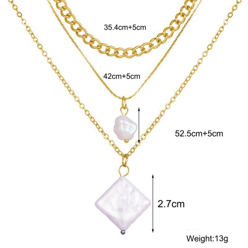 3 Piece Pearl Linear Chain Necklace in Goldtone ITALY Design