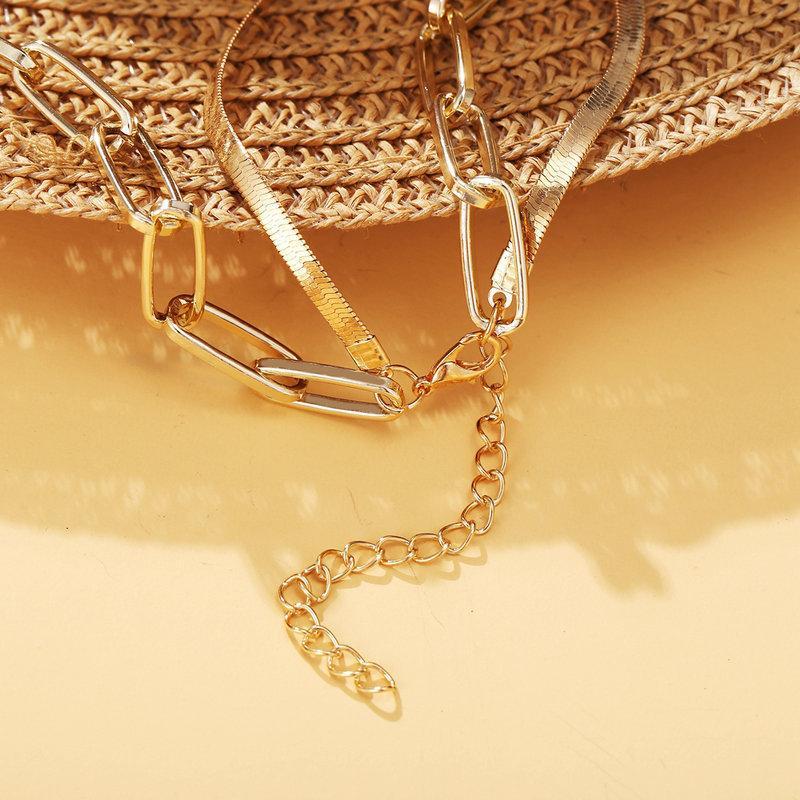 Omega and Paperclip 2 Piece Layer Goldtone Necklace in Goldtone ITALY Design