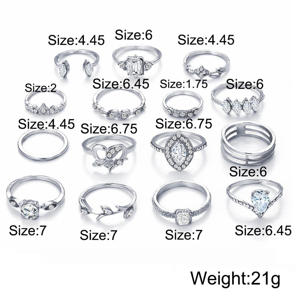 15 Piece Halo Pave Ring Set With Luxe Crystals Silvertone Ring in Silvertone ITALY Design