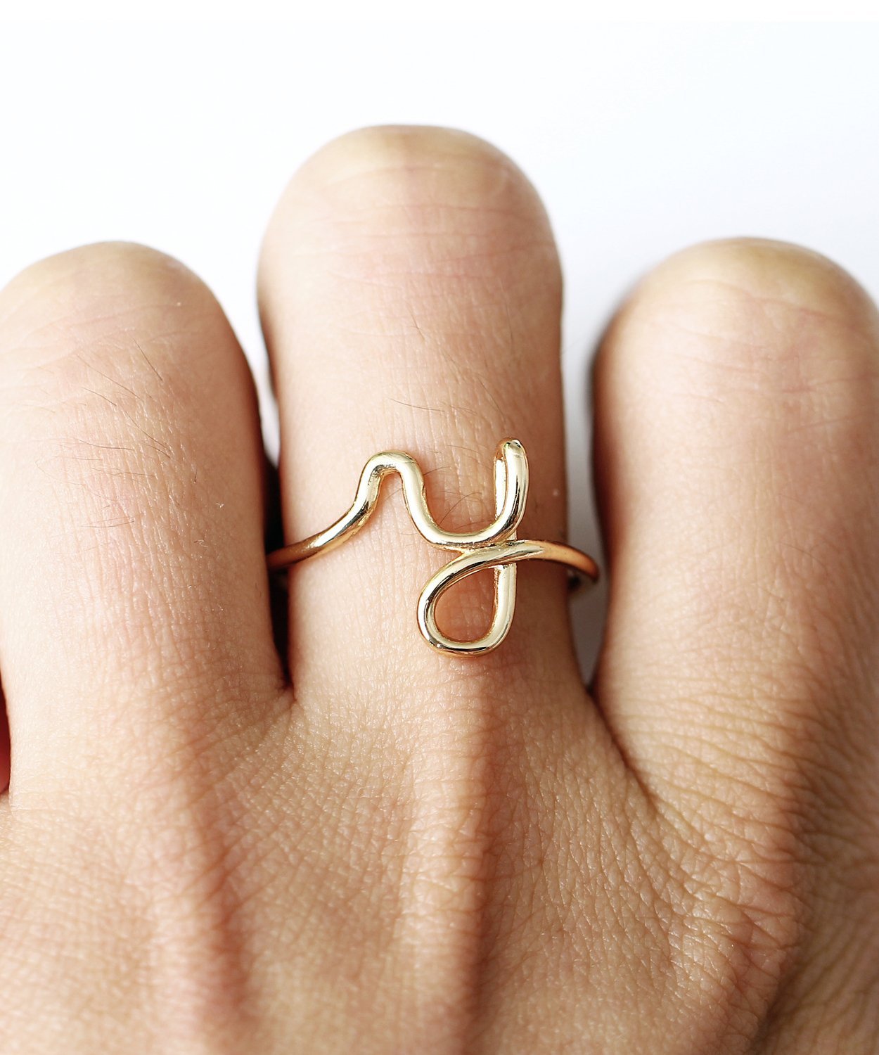 Initial Monogram Ring Goldtone available A-Z ITALY Design