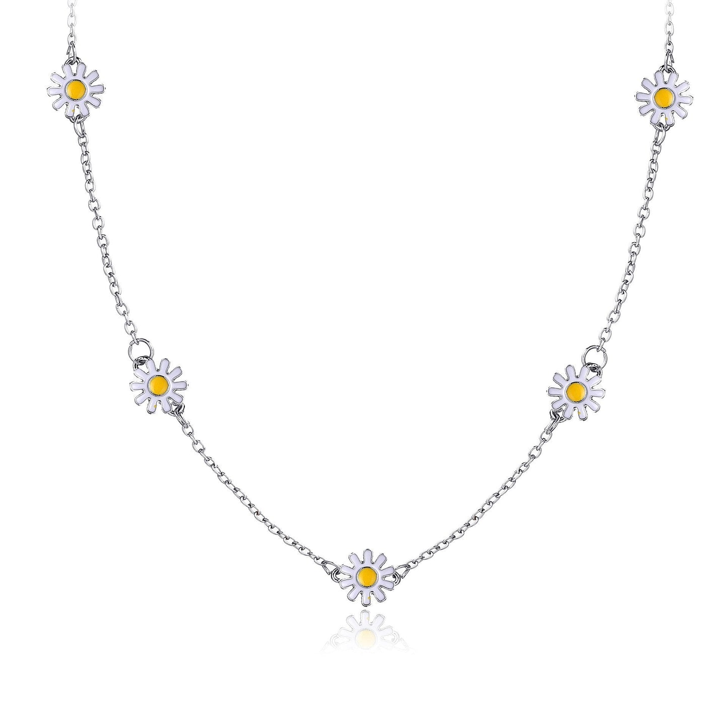 3 Piece Daisy Flower Jewelry Set Silvertone Set in Silvertone ITALY Design