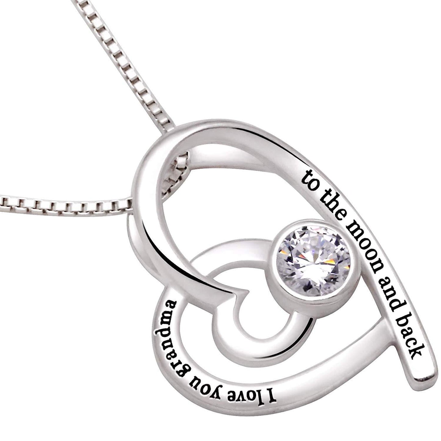 "I Love you Grandma to the moon and back" Heart Necklace Embellished with Swarovski Crystals in Silvertone, Necklace, Riakoob Jewelry, Riakoob Jewelry jewelryjewelry deals, swarovski crystal jewelry, groupon jewelry,, jewelry for mom,