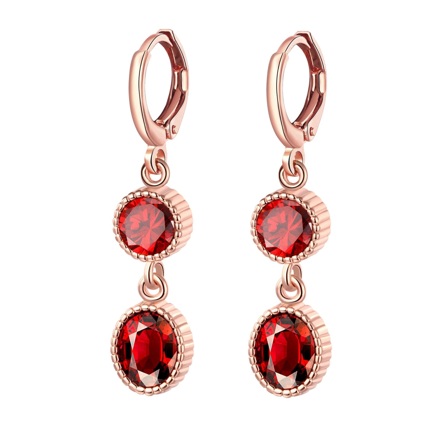 Duo Red Swarovski Elements Drop in 14K Rose Gold, Earring, Riakoob Jewelry, Riakoob Jewelry jewelryjewelry deals, swarovski crystal jewelry, groupon jewelry,, jewelry for mom,