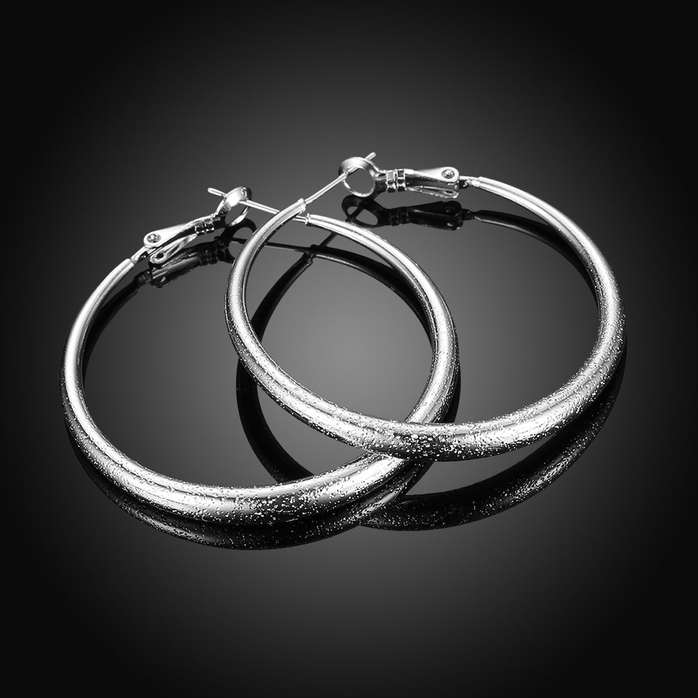 1.6" Round Hoop Earring in Silvertone