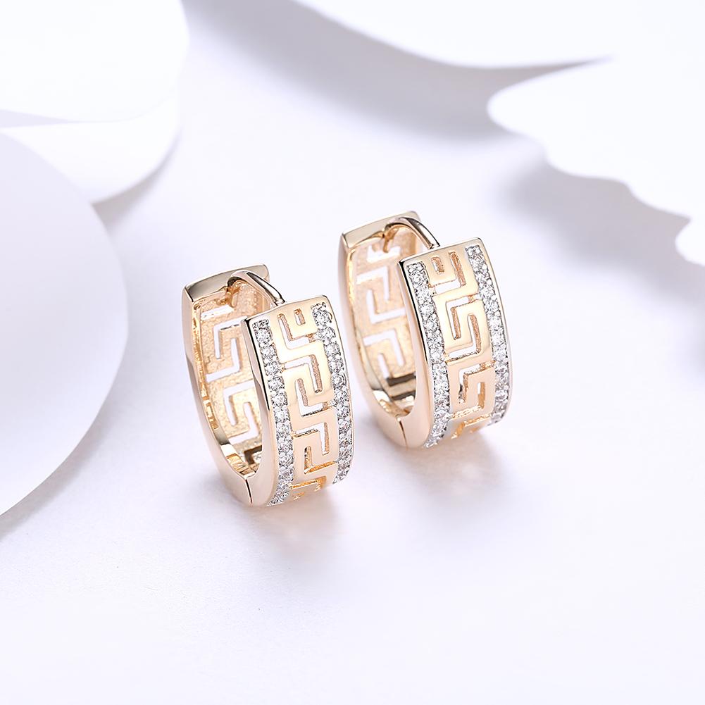 Goldtone Plated Swarovski Elements Roman Ingrain Pave Huggie Earrings, , Riakoob Jewelry, Riakoob Jewelry jewelryjewelry deals, swarovski crystal jewelry, groupon jewelry,, jewelry for mom,