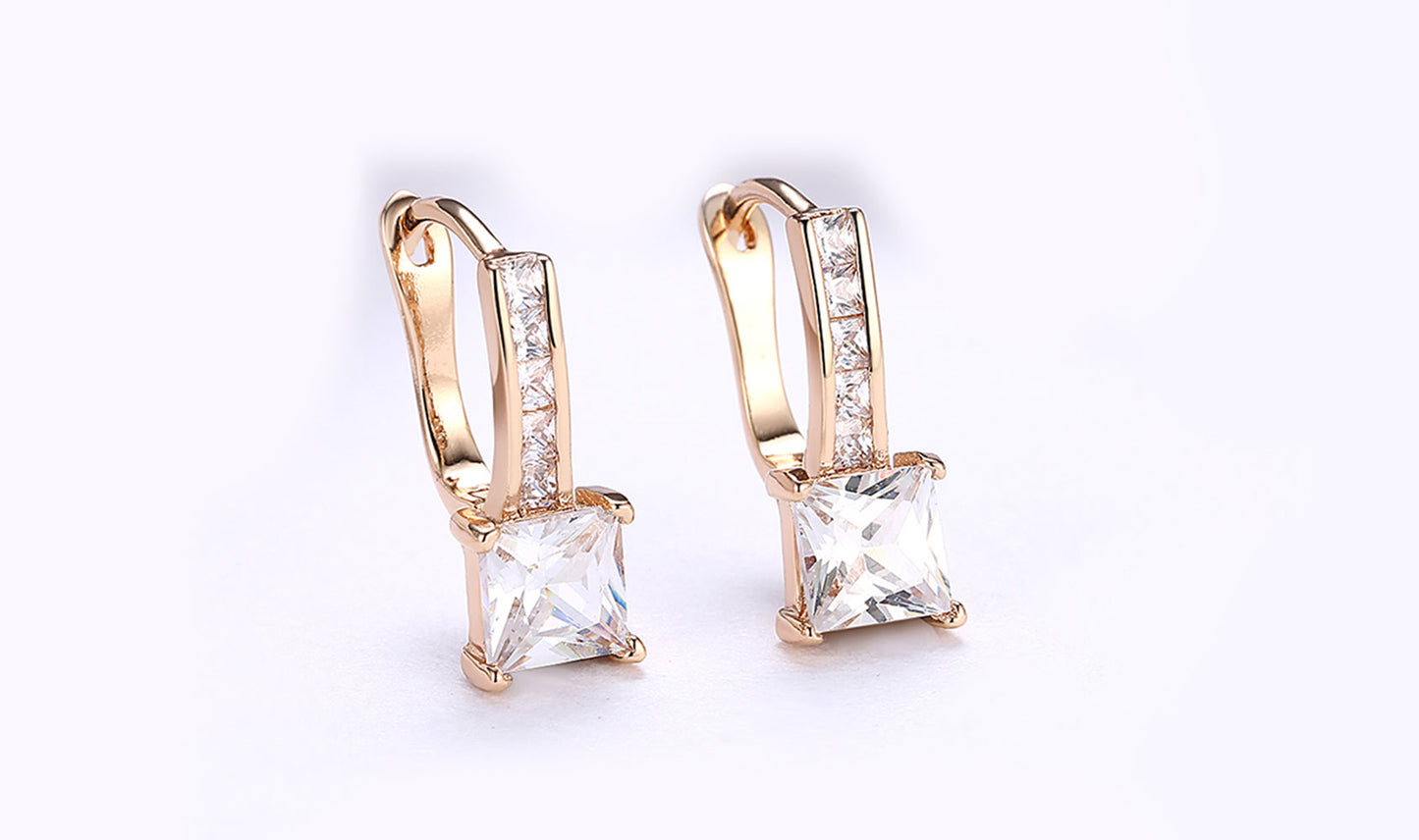 Goldtone Tone White Elements Sleek Lever back Earrings