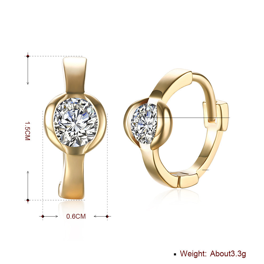 Classic Stone Huggie Earring in Goldtone with Crystals