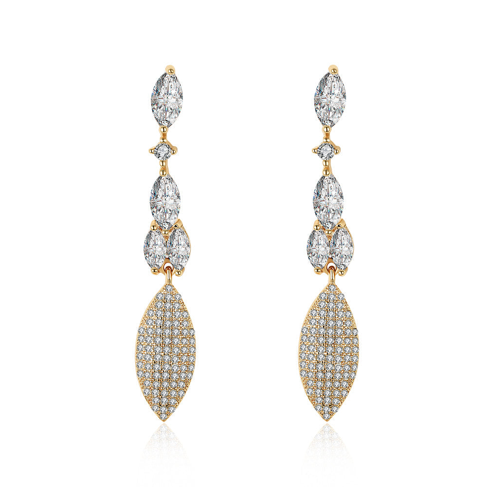 2.00 Ct Pear Cut Marquise Drop Earring in Goldtone with Crystals