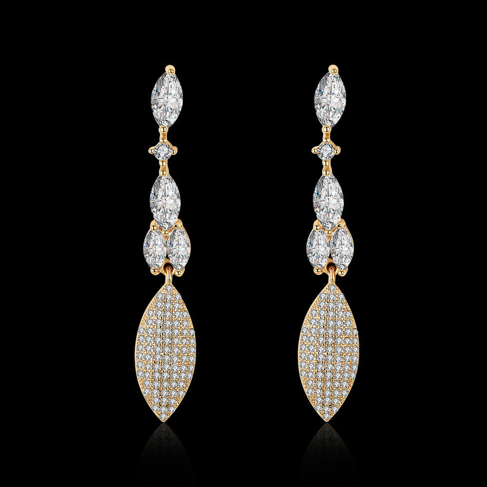 2.00 Ct Pear Cut Marquise Drop Earring in Goldtone with Crystals