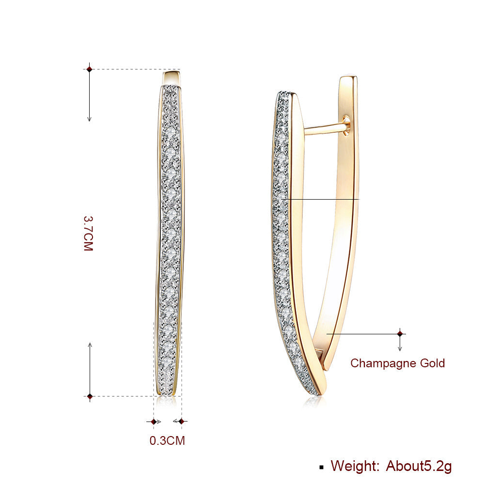 1.4" Pave Thin Pave Hoop Earring in Goldtone with Crystals