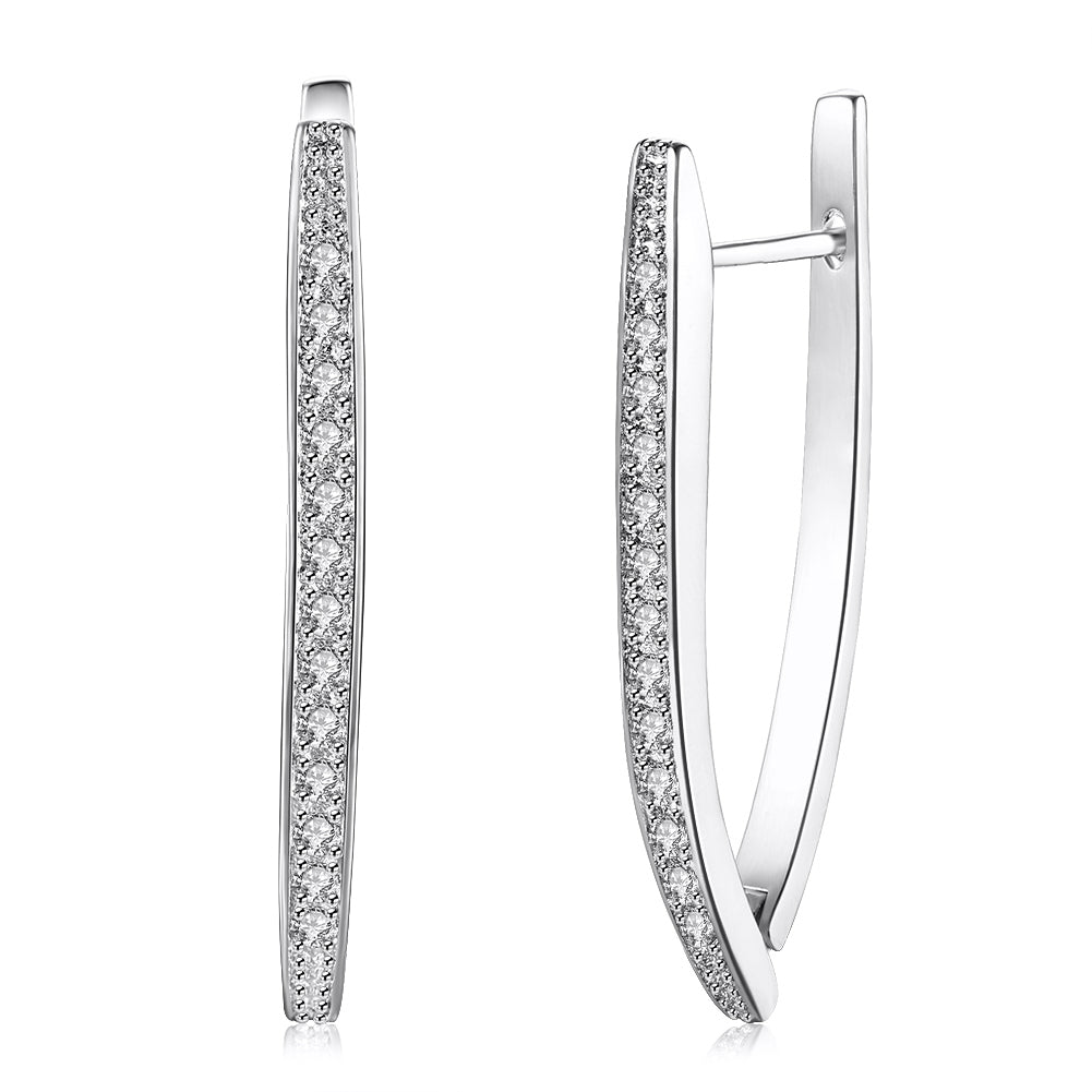 1.00 CT Dangling Pave Teardrop Earrings in 14K White Gold Tone