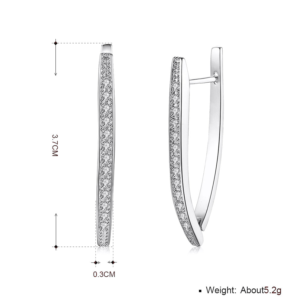 1.4" Pave Thin Pave Hoop Earring in Silvertone with Crystals