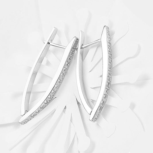 1.00 CT Dangling Pave Teardrop Earrings in 14K White Gold Tone