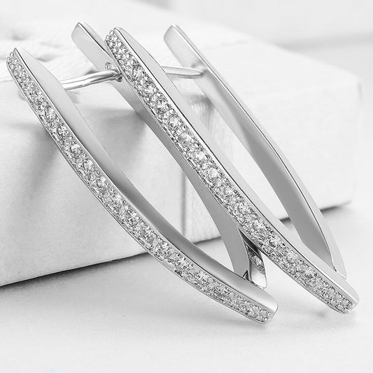 1.00 CT Dangling Pave Teardrop Earrings in 14K White Gold
